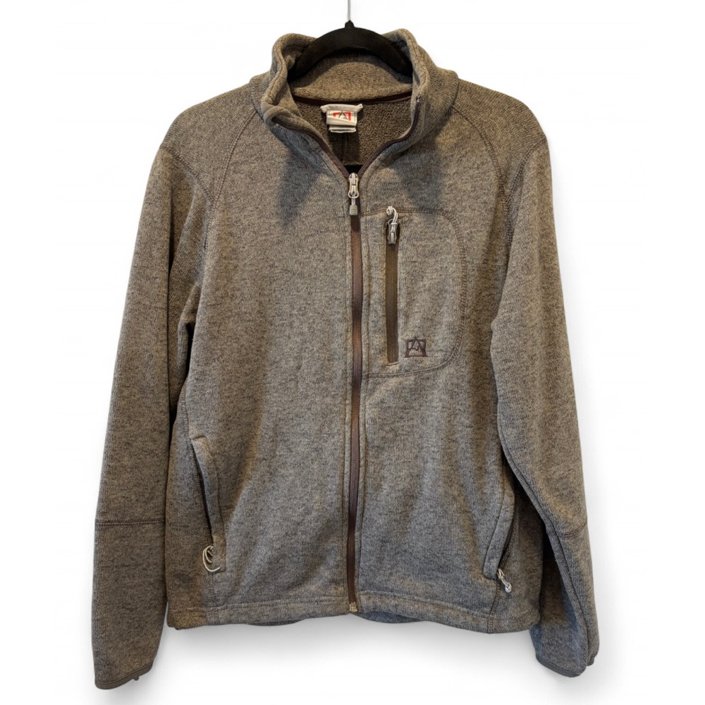Avalanche Men's Gray Green Fleece Sweater Full Zip Hiking Camping Hunting Medium